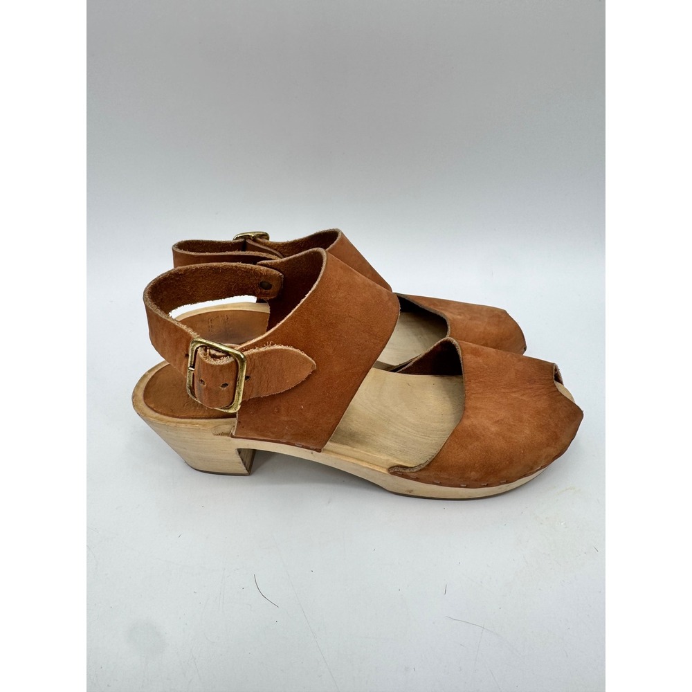 Bryr Clogs Handmade Leather Wooden Platform Sandals Women EU 39 US 8 Tan Artisan